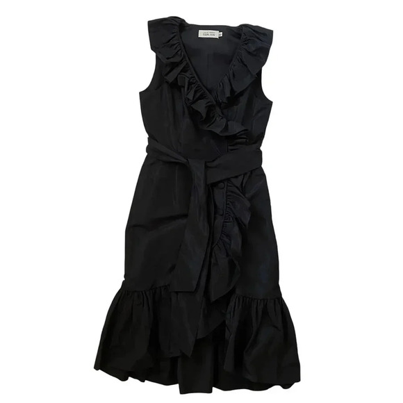 Rickie Freeman for Teri Jon Cocktail Evening Wrap Midi Dress - Black - Sz 2 - Picture 1 of 6